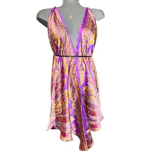 PURPLE Paisley Silk Blend Halter Deep V-Neck MULTI-WEAR (With  Instructions)